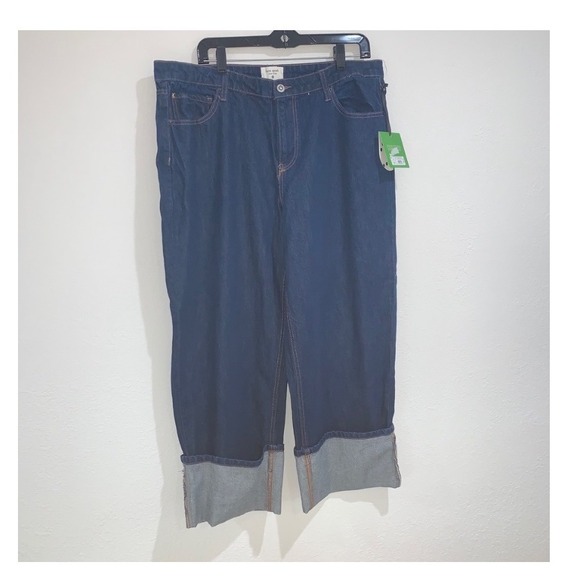 Kate spade x target size 0 blue denim straight leg turn up jeans - Picture 6 of 12